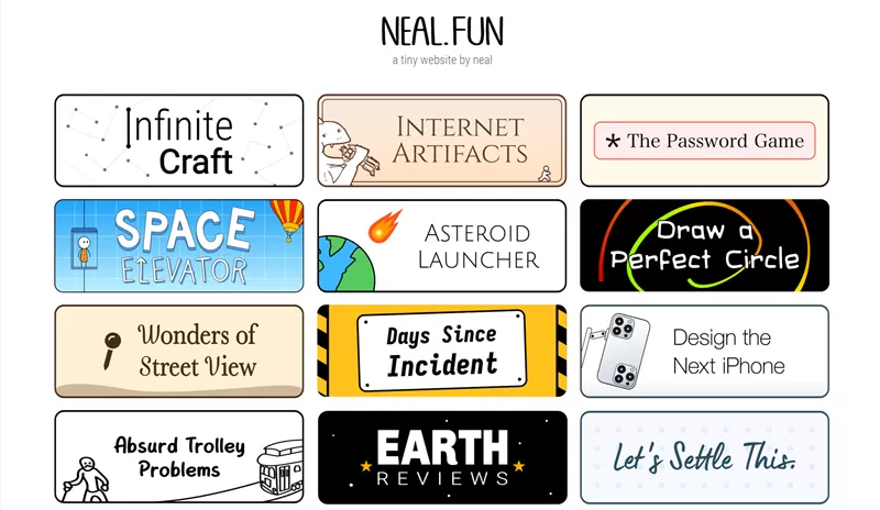 网站推荐:Neal.fun – 奇奇怪怪的小游戏网站